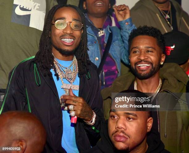 Quavo and Zaytoven attend the Gucci Mane "El Gato The Human Glacier" album release party at Gold Room on December 22, 2017 in Atlanta, Georgia.