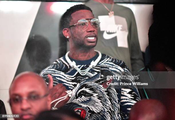 Gucci Mane attends the Gucci Mane "El Gato The Human Glacier" album release party at Gold Room on December 22, 2017 in Atlanta, Georgia.