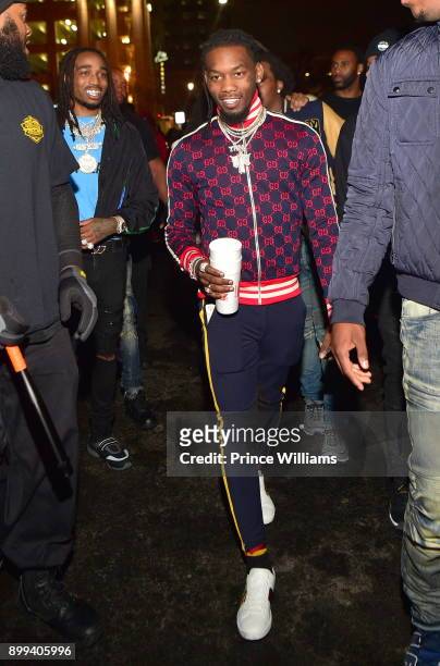 Quavo and Offset of The Migos at attend the Gucci Mane "El Gato The Human Glacier" album release party at Gold Room on December 22, 2017 in Atlanta,...