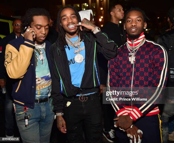 The Migos attend the Gucci Mane "El Gato The Human Glacier" album release party at Gold Room on December 22, 2017 in Atlanta, Georgia.