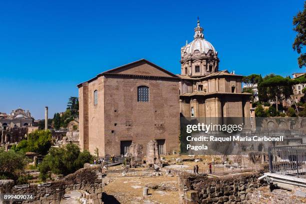 The Curia and church of Santi Luca e Martina in the Roman Forum.