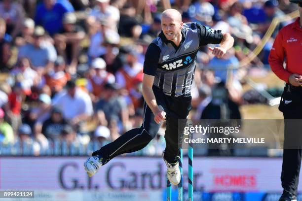 New Zealand's Seth Rance bowls during the first Twenty20 international cricket match between New Zealand and the West Indies at Saxton Oval in Nelson...