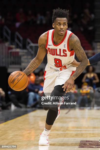 Antonio Blakeney of the Windy City Bulls handles the ball against the Canton Charge on December 28, 2017 at Quicken Loans Arena in Cleveland, Ohio....