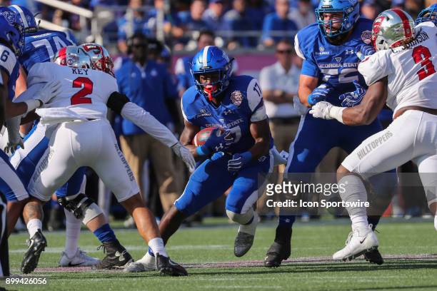 Georgia State Panthers running back Glenn Smith runs the ball during the Cure Bowl between the Western Kentucky Hilltoppers and the Georgia State...