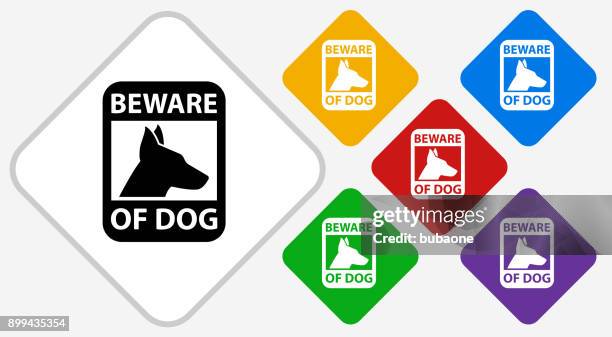 vorsicht bei hund zeichen farbe diamant vektor icon - beware of dog stock-grafiken, -clipart, -cartoons und -symbole