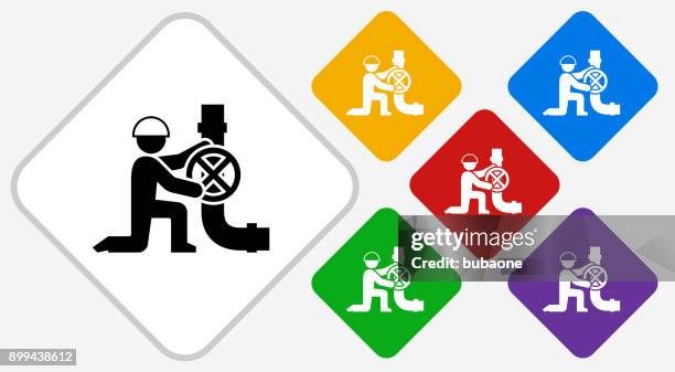 person fixing pipes color diamond vector icon - hydraulic fracturing icons stock illustrations