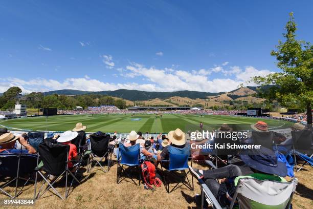 General view of Saxton Oval during game one of the Twenty20 series between New Zealand and the West Indies at Saxton Field on December 29, 2017 in...