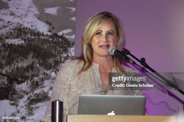 Kelly Storm, sister of Sharon Stone during the The Charity Gala benefiting 'Planet Hope' foundation at Kempinski Grand Hotel des Bains on December...