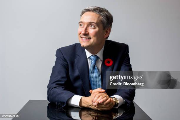 Francois-Philippe Champagne, Canada's international trade minister, poses for a photograph following a Bloomberg Television interview at the...