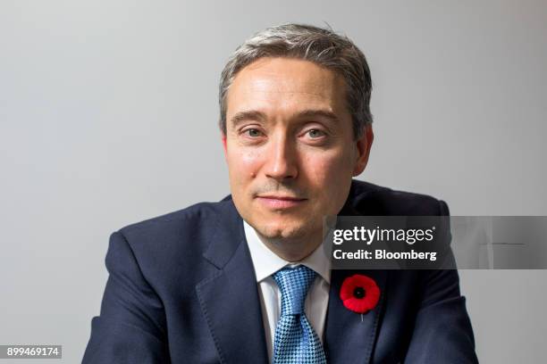 Francois-Philippe Champagne, Canada's international trade minister, poses for a photograph following a Bloomberg Television interview at the...
