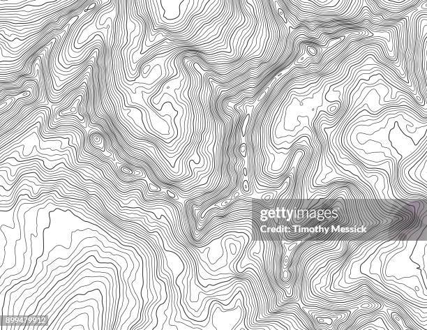 stockillustraties, clipart, cartoons en iconen met topografische kaart in bergachtig terrein - contourlijn