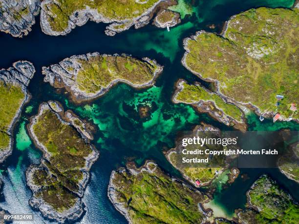 aerial shot of an island cove - hordaland county stock pictures, royalty-free photos & images