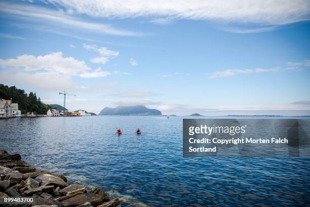 kayaking at ålesund, norway - aalesund stock pictures, royalty-free photos & images