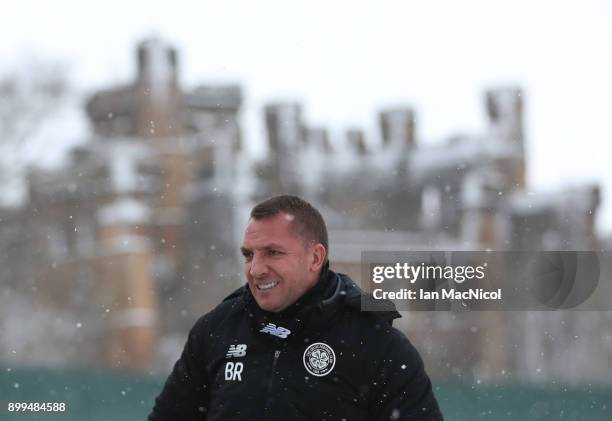 Leigh Griffiths of Celtic is seen during a training session at Lennoxtown on December 29, 2017 in Glasgow, Scotland.