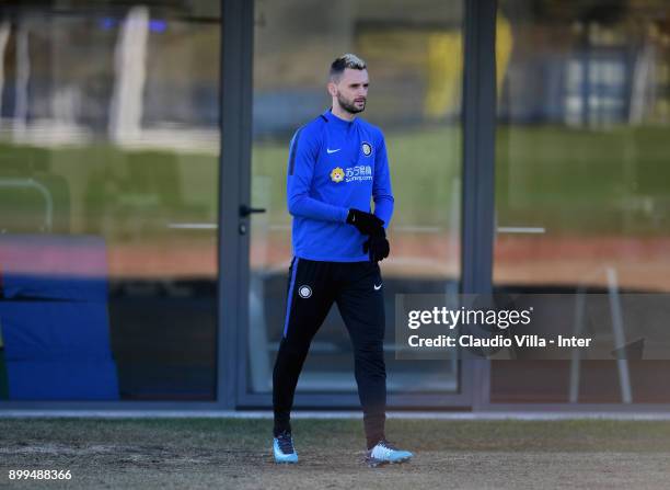 Marcelo Brozovic of FC Internazionale looks on during the FC Internazionale training session at Suning Training Center at Appiano Gentile on December...