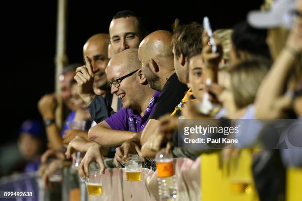Spectators look on during the round nine W-League match between the Perth Glory and Brisbane Roar at Dorrien Gardens on December 29, 2017 in Perth,...