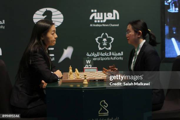 Zhu, Chen and Tan, Zhongyi compete on the day 5 of the King Salman Rapid & Blitz Chess Championships on December 29, 2017 in Riyadh, Saudi Arabia....