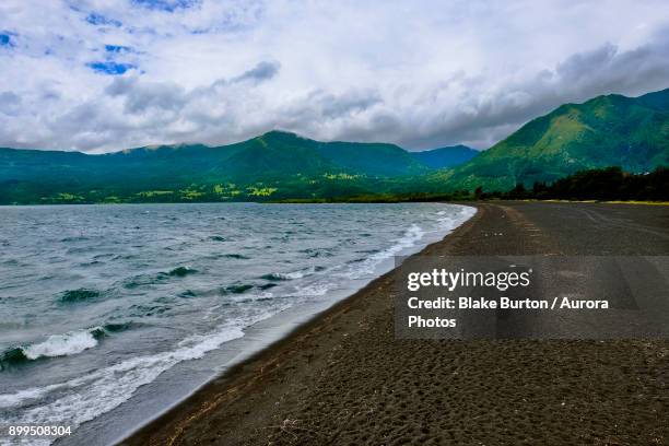 shore of lake villarrica, pucon, araucania region, chile - pucon stock pictures, royalty-free photos & images