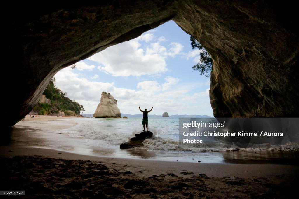 Cave Tunnel Rock at Cathedral Cove, Hahei, Coromandel, New Zealand