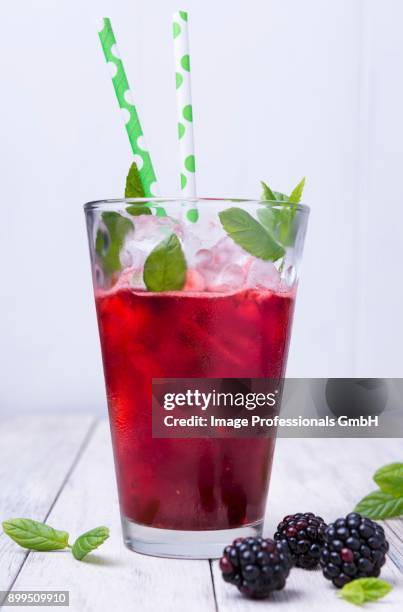 blackberry spritzer with mint leaves - spritzer stock pictures, royalty-free photos & images