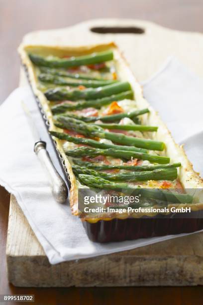 green asparagus savoury tart - asparagus fern stock pictures, royalty-free photos & images
