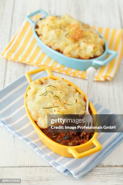 moussaka with mashed potato - moussaka stock pictures, royalty-free photos & images