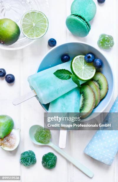 home-made peppermint ice lollies - citrics stock pictures, royalty-free photos & images