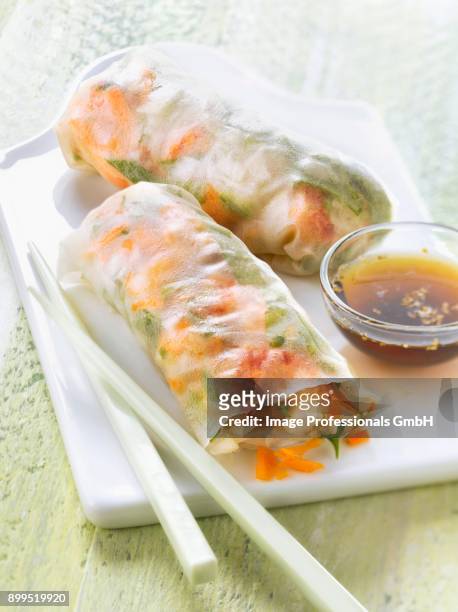 vegetable and crayfish spring rolls - citrics stock pictures, royalty-free photos & images