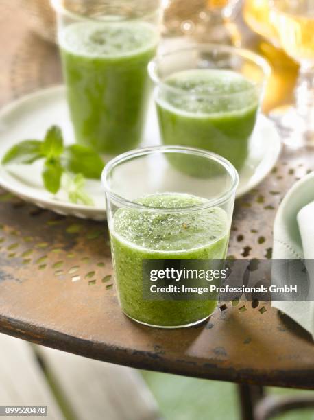 cucumber,celery stalk and mint gazpacho - celery sticks stock pictures, royalty-free photos & images