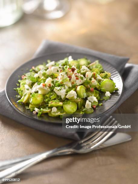 thinly sliced raw asparagus and feta salad with herb pesto - fetta - fotografias e filmes do acervo