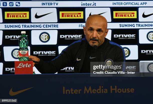 Internazionale head coach, Luciano Spalletti speaks to the media during a FC Interrnazionale press conference at Appiano Gentile on December 29, 2017...