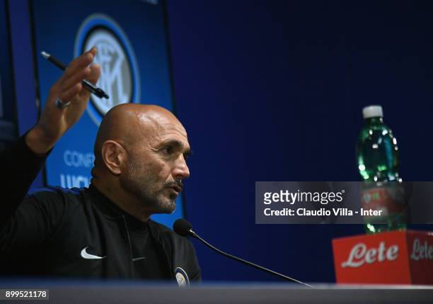 Internazionale head coach, Luciano Spalletti speaks to the media during a FC Interrnazionale press conference at Appiano Gentile on December 29, 2017...
