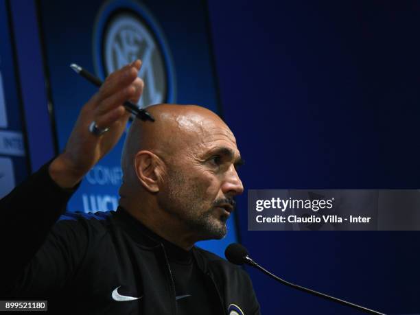 Internazionale head coach, Luciano Spalletti speaks to the media during a FC Interrnazionale press conference at Appiano Gentile on December 29, 2017...