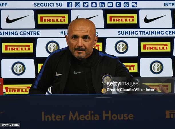 Internazionale head coach, Luciano Spalletti speaks to the media during a FC Interrnazionale press conference at Appiano Gentile on December 29, 2017...