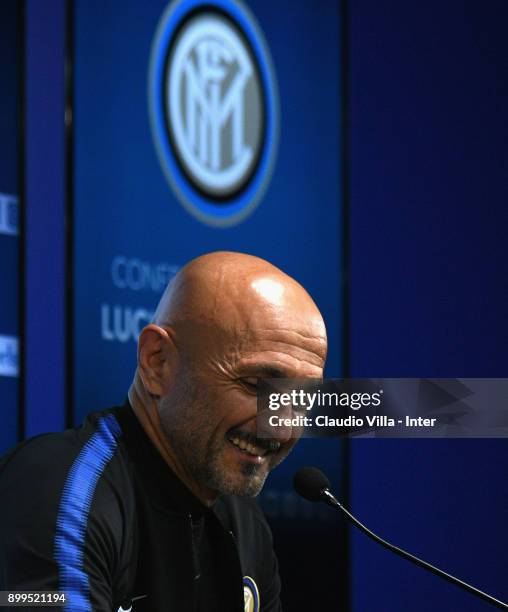 Internazionale head coach, Luciano Spalletti speaks to the media during a FC Interrnazionale press conference at Appiano Gentile on December 29, 2017...