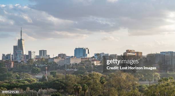 modern buildings downtown nairobi, nairobi area, kenya, africa - nairobi stockfoto's en -beelden