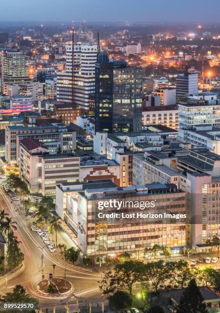 modern buildings downtown nairobi, at dusk, nairobi area, kenya, africa - nairobi cityscape stock pictures, royalty-free photos & images