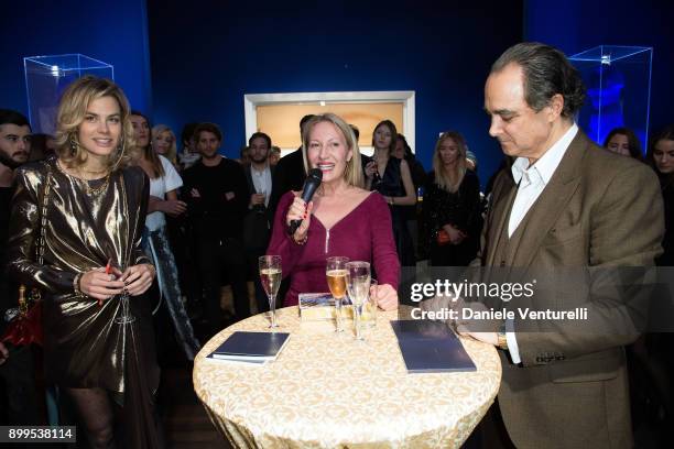 Isabelle Bscher, Diana Widmaier-Picasso and Mathias Rastorfer attend Galerie Gmurzynska Hosts Diana Widmaier-Picasso in Celebration of Mene 24K and...