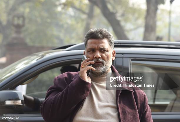 Jan Adhikar Party leader Pappu Yadav Member of Parliament at Parliament house during the on-going Winter Session of Parliament on December 29, 2017...