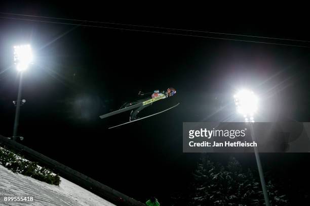Manuel Fettner of Austria competes during the qualification round for the Four Hills Tournament on December 29, 2017 in Oberstdorf, Germany.