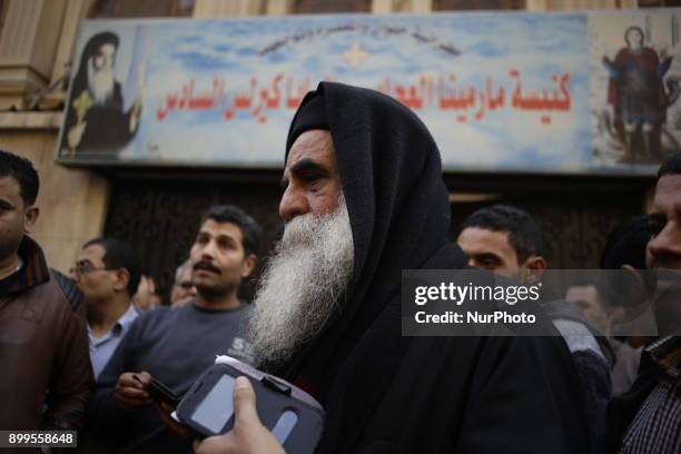 Gun attack on the church in Helwan, Southeastern Cairo, Egypt on 29 December 2017. At least nine people killed among them a police officer and at...