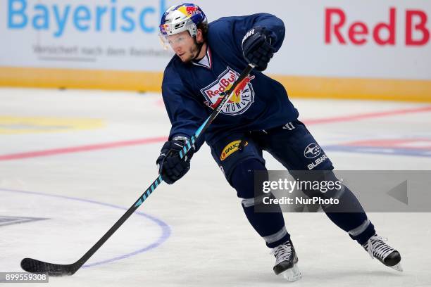 Keith Aucoin of Red Bull Munich during the Training Session of EHC Red Bull Munich at Olympiahalle in Munich, Germany, on 29 December 2017.