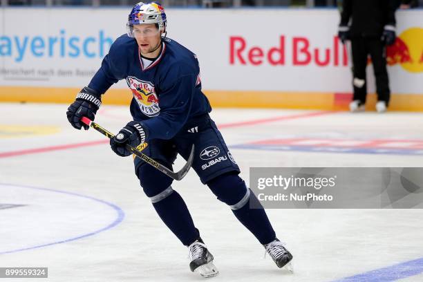 Keith Aulie of Red Bull Munich during the Training Session of EHC Red Bull Munich at Olympiahalle in Munich, Germany, on 29 December 2017.