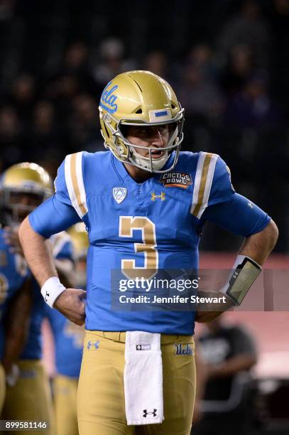 Quarterback Josh Rosen of the UCLA Bruins warms up prior to the Cactus Bowl against Kansas State Wildcats at Chase Field on December 26, 2017 in...