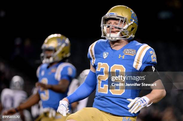 Wide receiver Brad Sochowski of the UCLA Bruins warms up prior to the Cactus Bowl against Kansas State Wildcats at Chase Field on December 26, 2017...