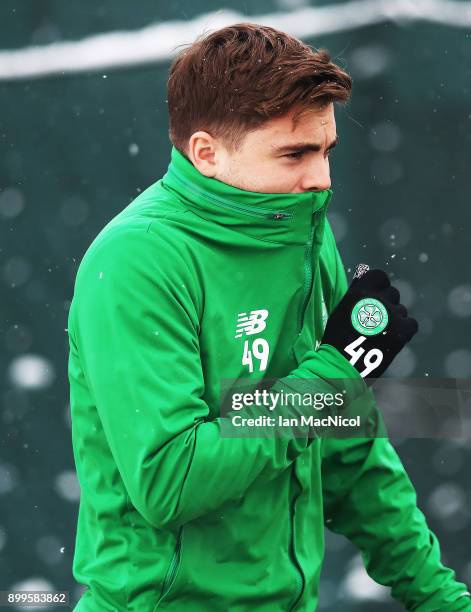 James Forrest of Celtic is seen during a training session at Lennoxtown on December 29, 2017 in Glasgow, Scotland.