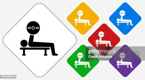 bench press color diamond vector icon - bench press exercise stock illustrations