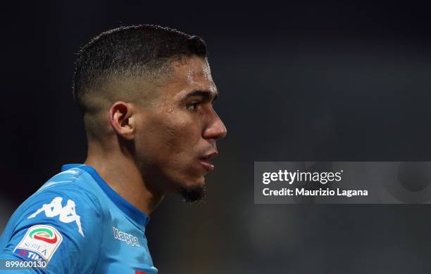 Allan of Napoli looks on during the serie A match between FC Crotone and SSC Napoli at Stadio Comunale Ezio Scida on December 29, 2017 in Crotone,...