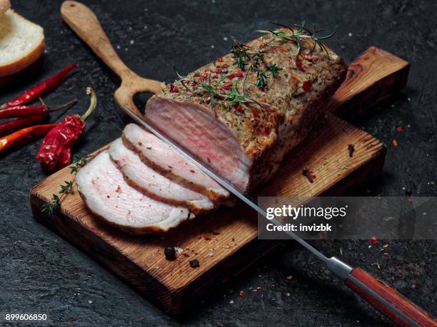 baked tenderloin - roast pig stock pictures, royalty-free photos & images