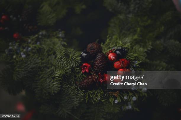 christmas still life - winterberry holly stock pictures, royalty-free photos & images